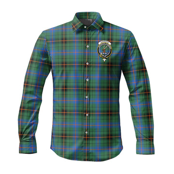 Davidson Ancient Tartan Long Sleeve Button Up Shirt with Family Crest