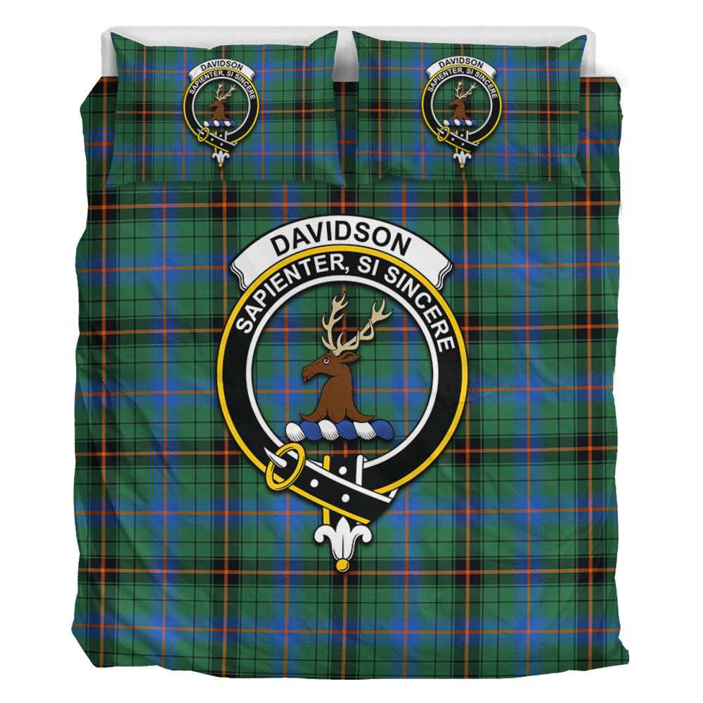 Davidson Ancient Tartan Bedding Set with Family Crest - Tartan Vibes Clothing