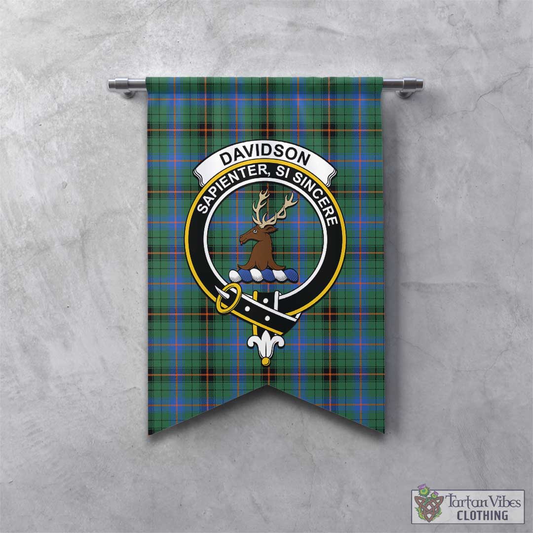 Tartan Vibes Clothing Davidson Ancient Tartan Gonfalon, Tartan Banner with Family Crest