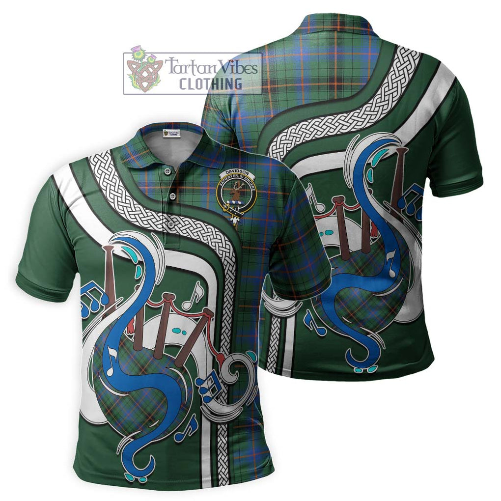 Tartan Vibes Clothing Davidson Ancient Tartan Polo Shirt with Epic Bagpipe Style