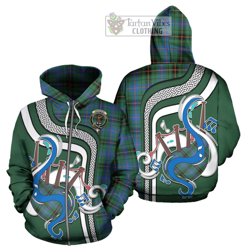 Davidson Ancient Tartan Hoodie with Epic Bagpipe Style - Tartanvibesclothing Shop