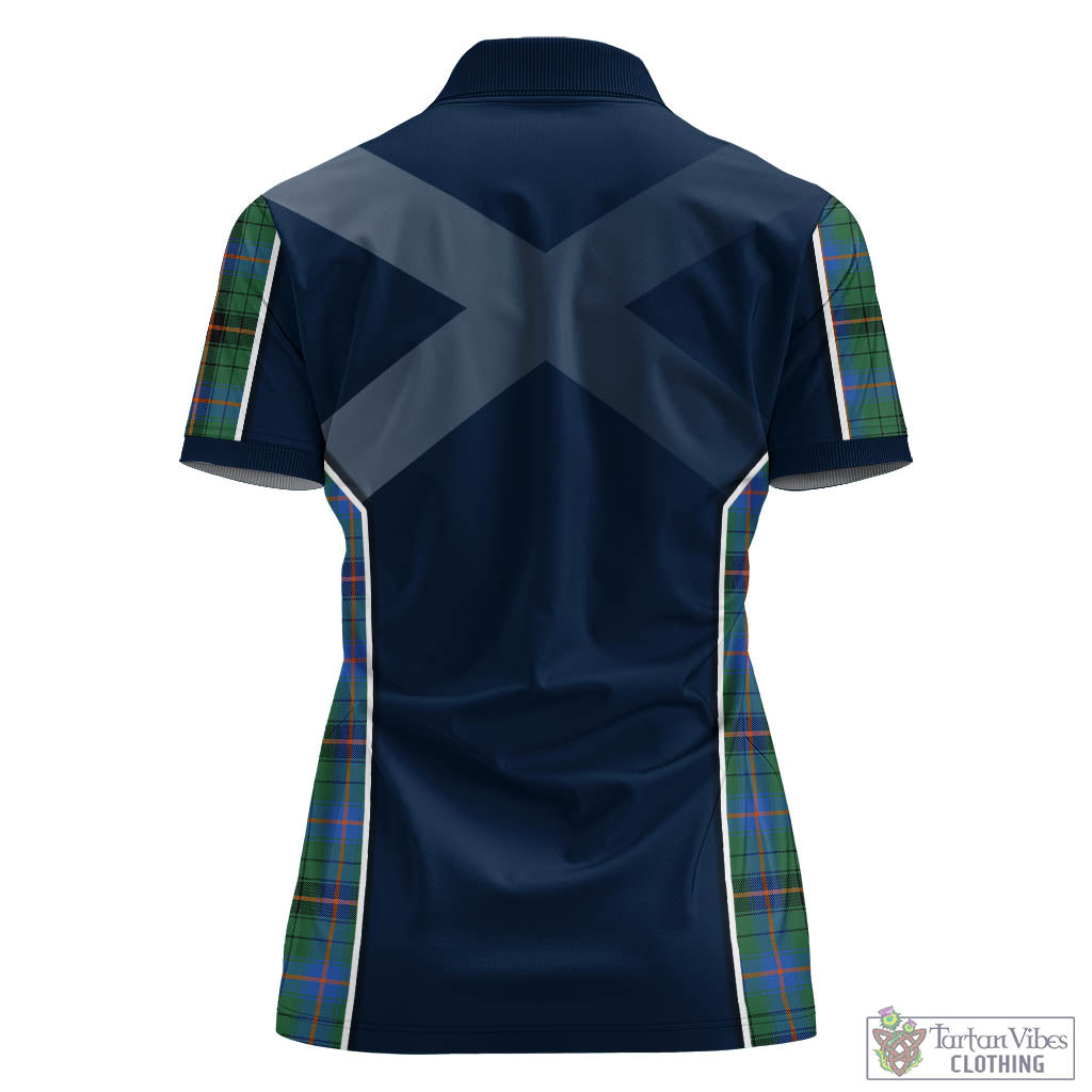 Tartan Vibes Clothing Davidson Ancient Tartan Women's Polo Shirt with Family Crest and Scottish Thistle Vibes Sport Style