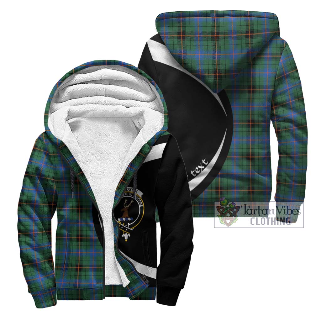 Davidson Ancient Tartan Sherpa Hoodie with Family Crest Circle Style Unisex - Tartan Vibes Clothing