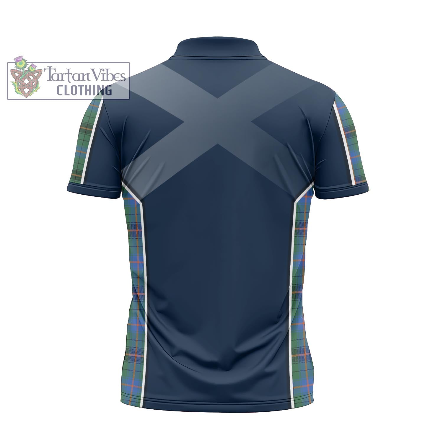 Tartan Vibes Clothing Davidson Ancient Tartan Zipper Polo Shirt with Family Crest and Scottish Thistle Vibes Sport Style
