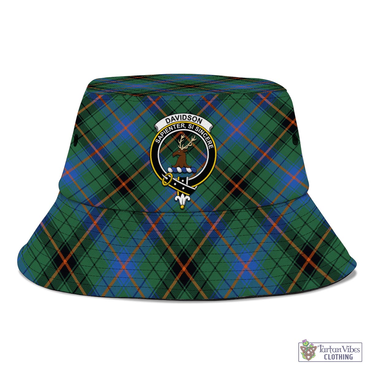 Tartan Vibes Clothing Davidson Ancient Tartan Bucket Hat with Family Crest