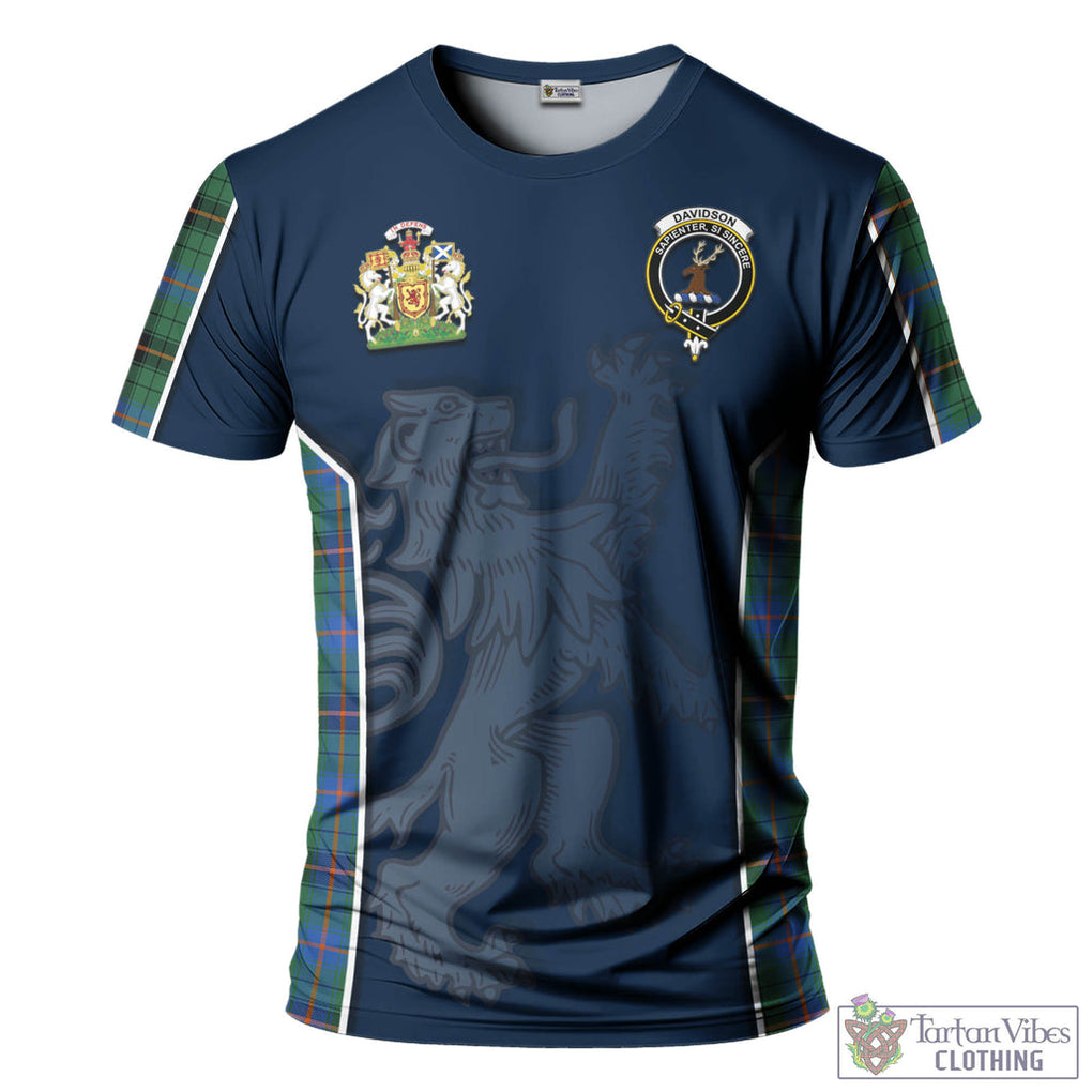 Tartan Vibes Clothing Davidson Ancient Tartan T-Shirt with Family Crest and Lion Rampant Vibes Sport Style