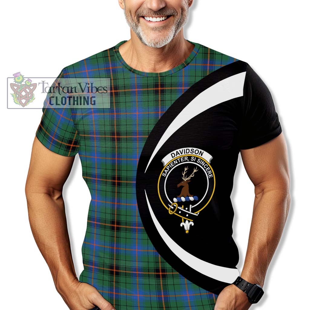 Tartan Vibes Clothing Davidson Ancient Tartan T-Shirt with Family Crest Circle Style