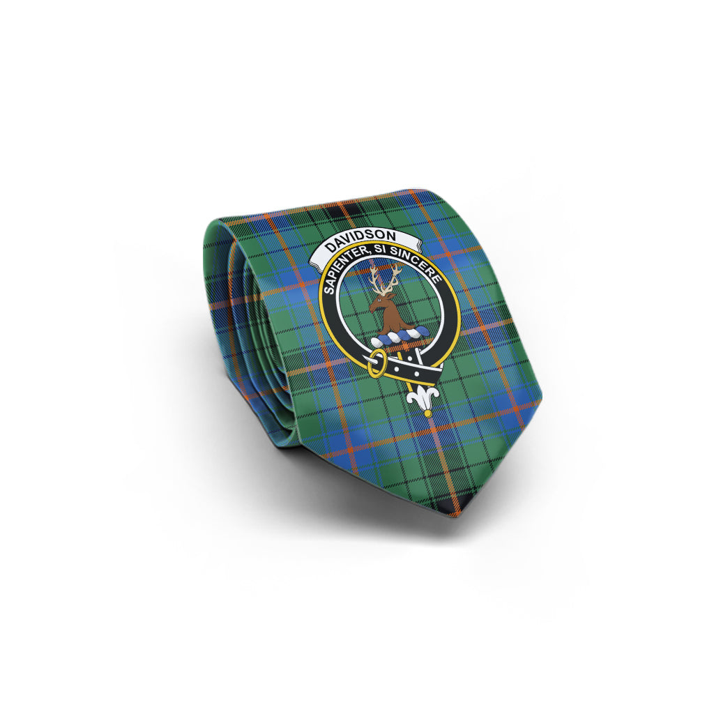 Davidson Ancient Tartan Classic Necktie with Family Crest - Tartan Vibes Clothing