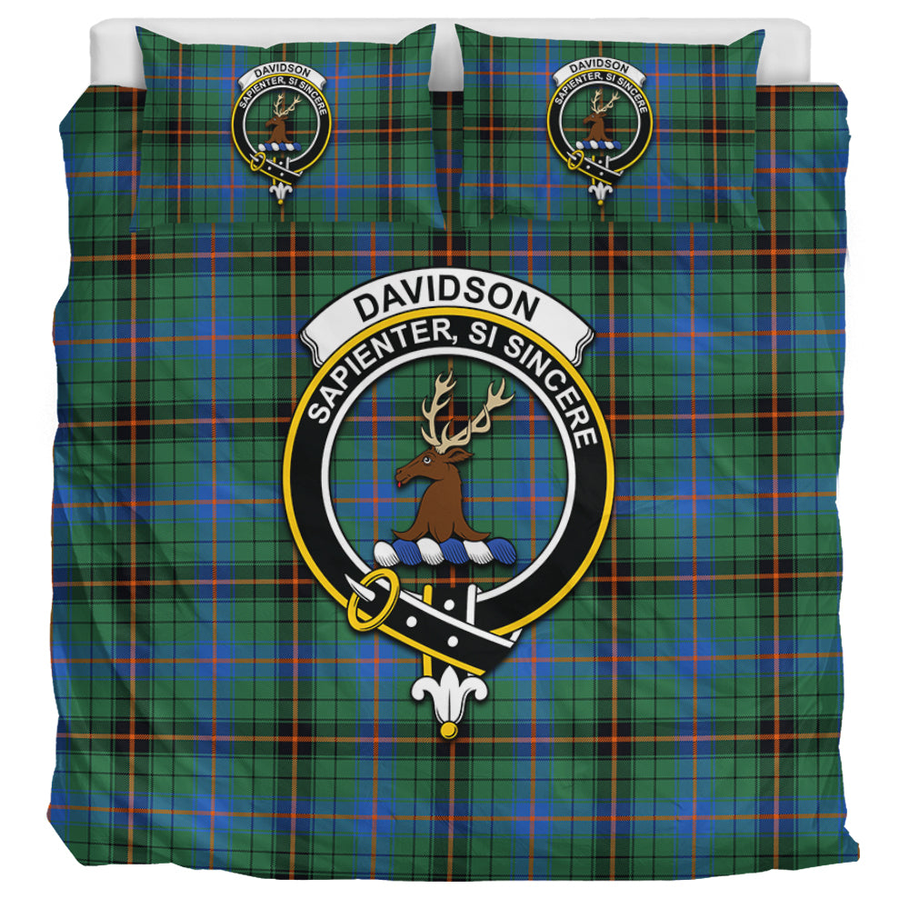 Davidson Ancient Tartan Bedding Set with Family Crest UK Bedding Set UK Super King 104*94 inch - Tartan Vibes Clothing