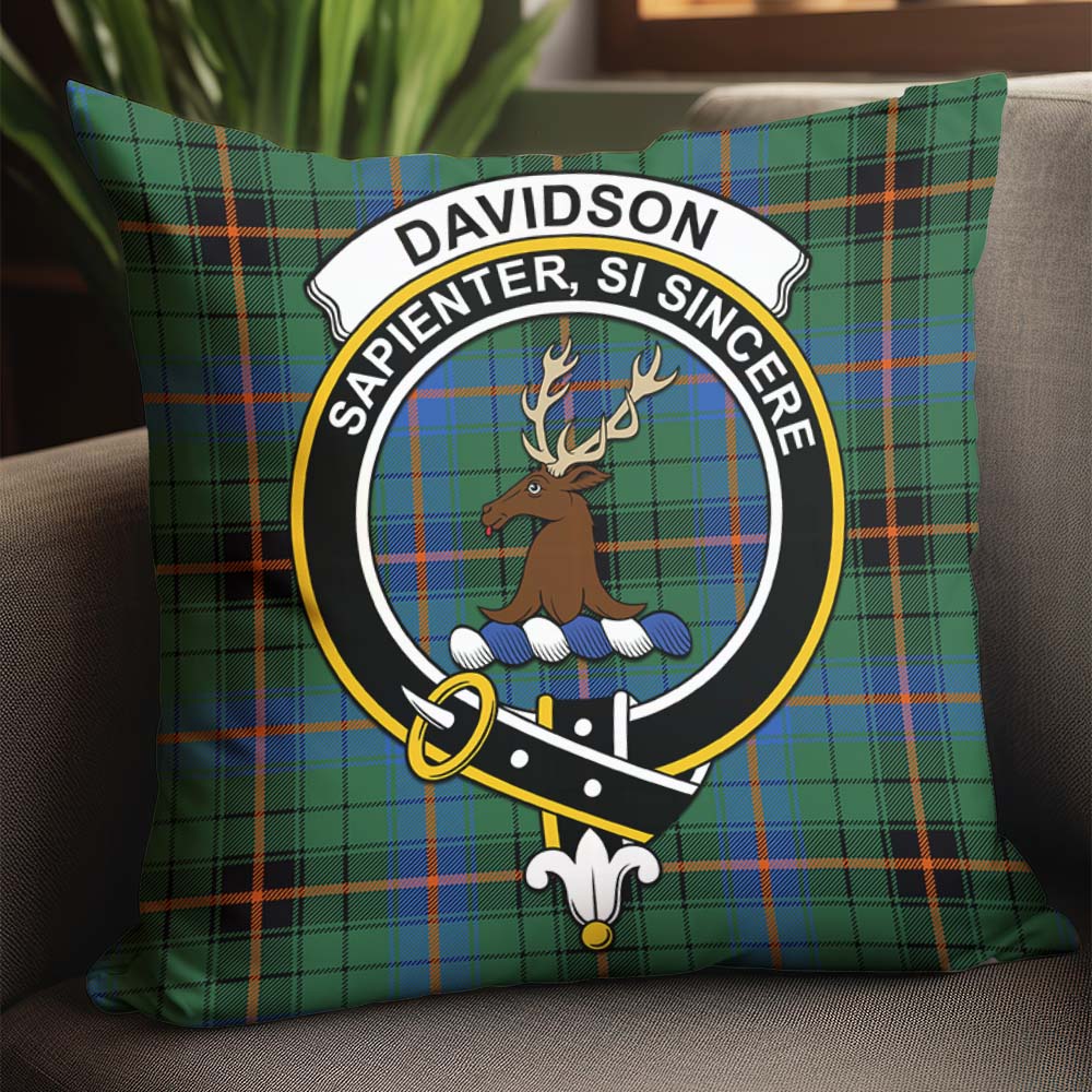 Davidson Ancient Tartan Pillow Cover with Family Crest - Tartanvibesclothing