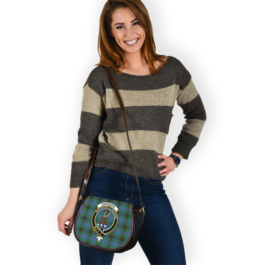 Davidson Ancient Tartan Saddle Bag with Family Crest - Tartan Vibes Clothing