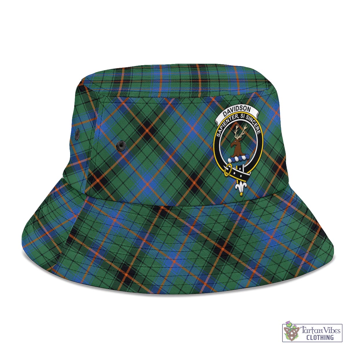 Tartan Vibes Clothing Davidson Ancient Tartan Bucket Hat with Family Crest