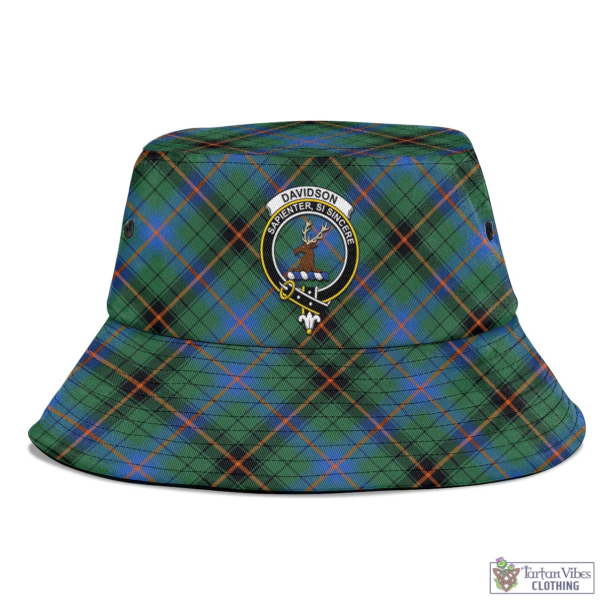 Tartan Vibes Clothing Davidson Ancient Tartan Bucket Hat with Family Crest