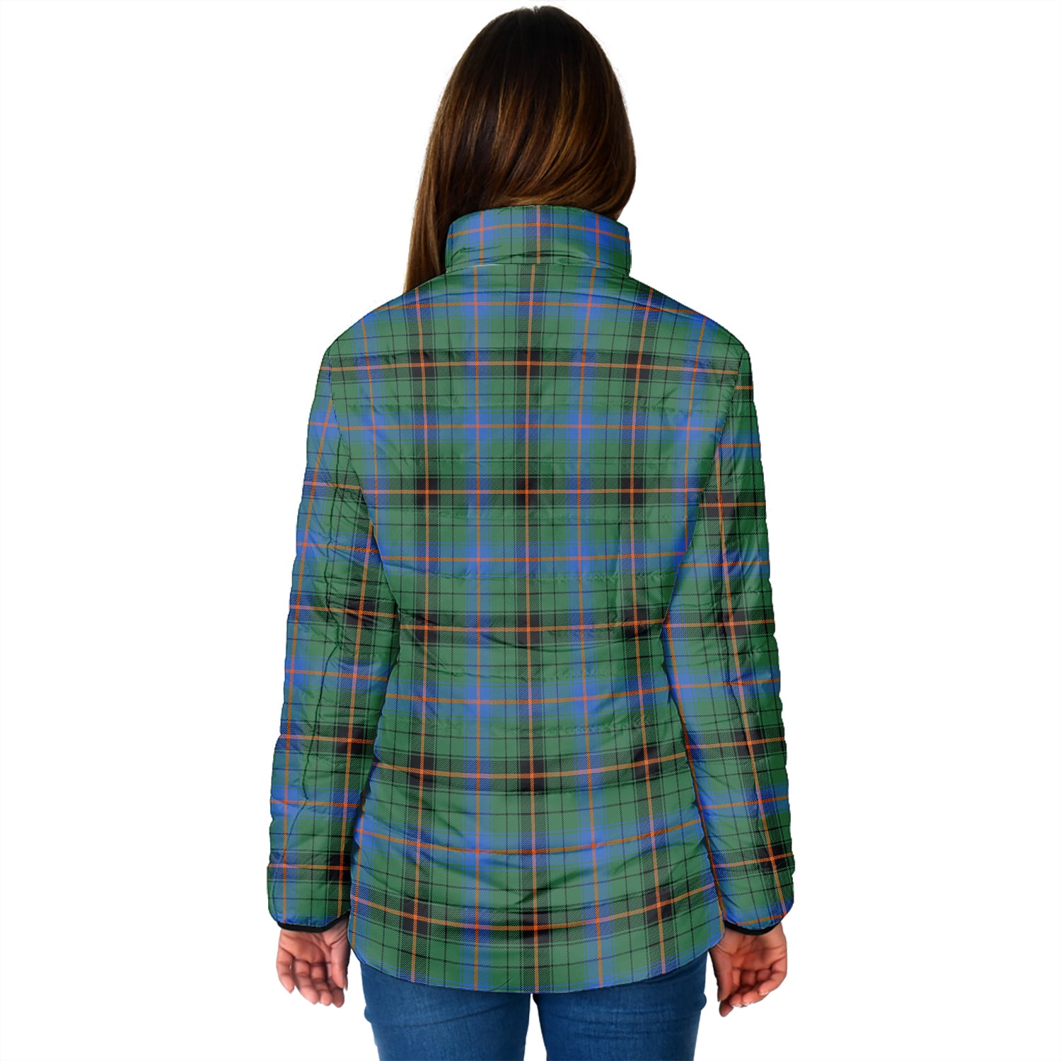 Davidson Ancient Tartan Padded Jacket with Family Crest - Tartan Vibes Clothing