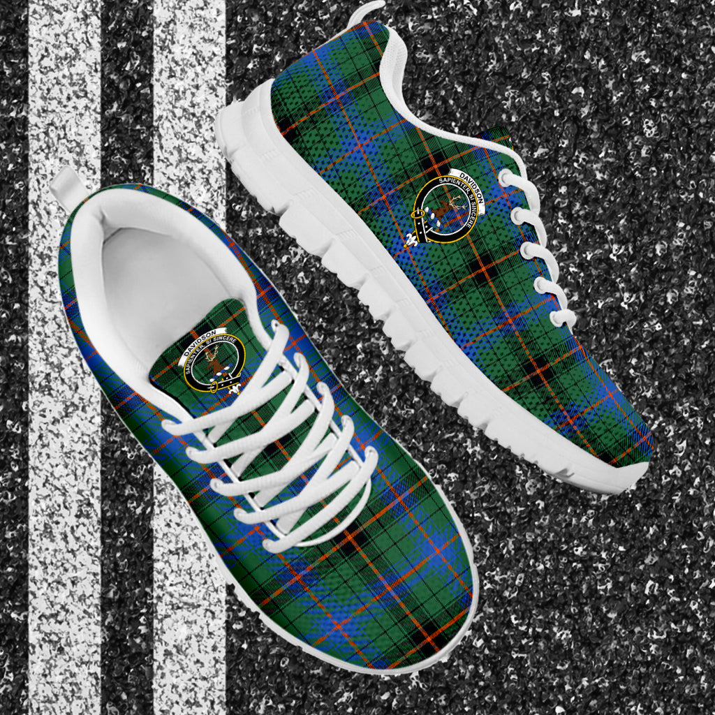 Davidson Ancient Tartan Sneakers with Family Crest - Tartan Vibes Clothing