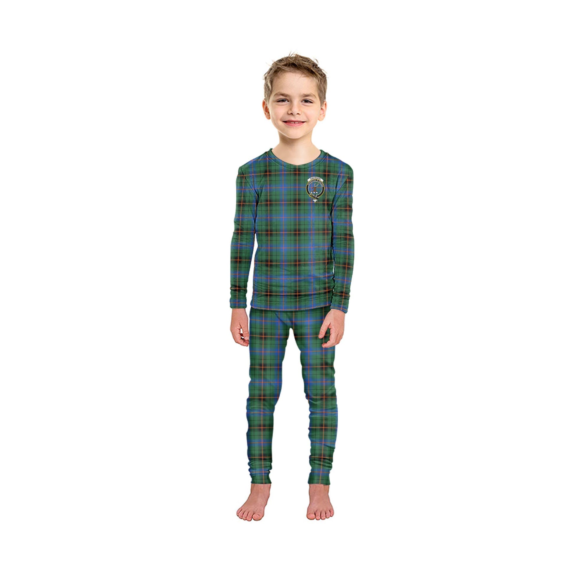 Davidson Ancient Tartan Pajamas Family Set with Family Crest - Tartan Vibes Clothing