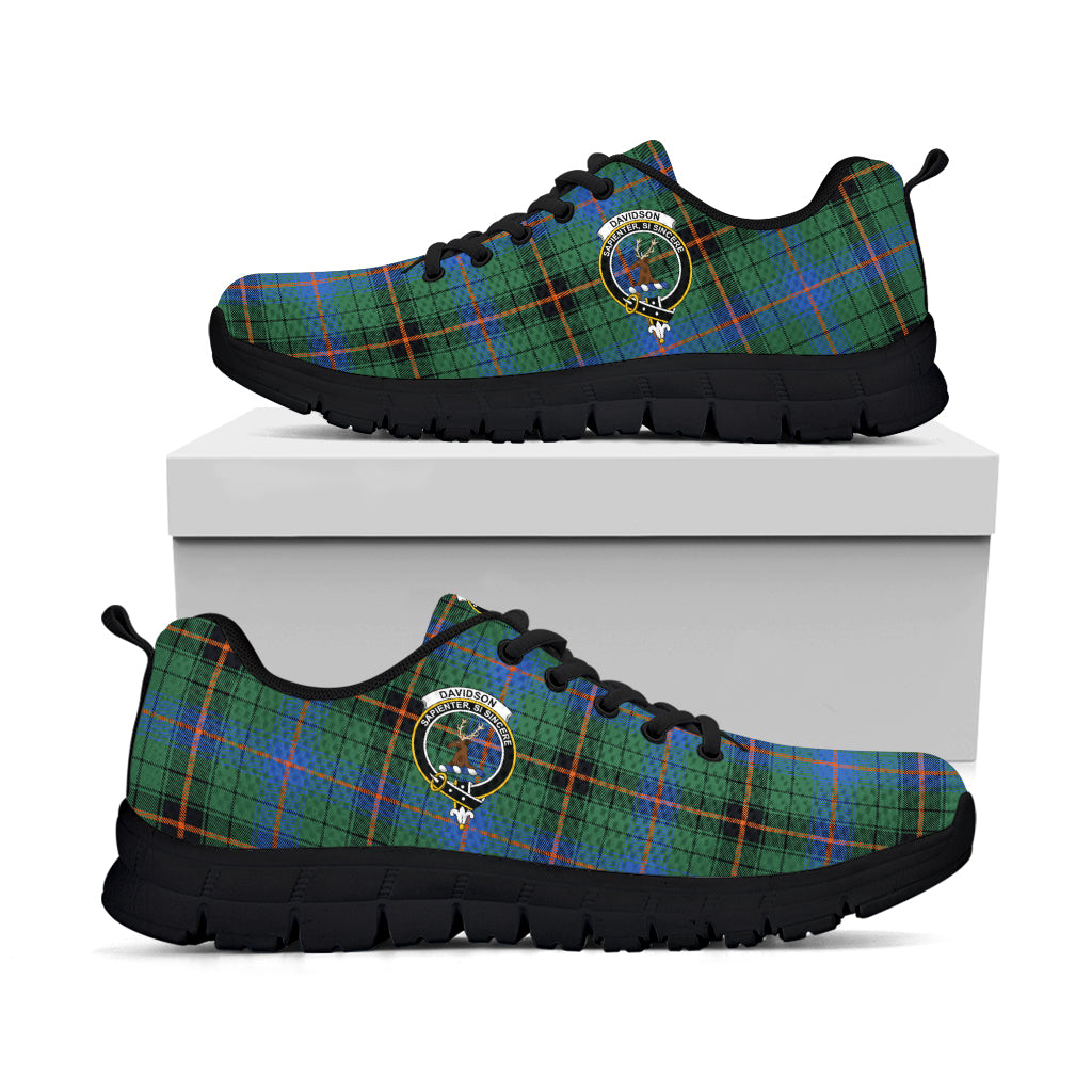 Davidson Ancient Tartan Sneakers with Family Crest - Tartan Vibes Clothing