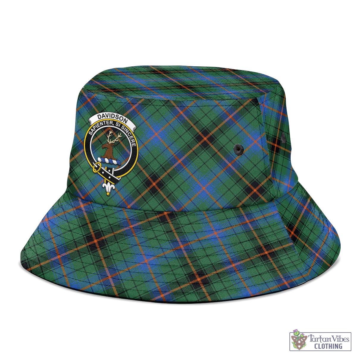 Tartan Vibes Clothing Davidson Ancient Tartan Bucket Hat with Family Crest