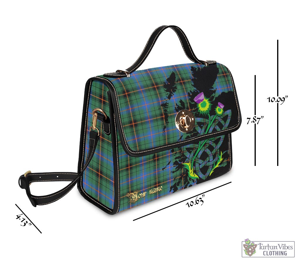 Tartan Vibes Clothing Davidson Ancient Tartan Waterproof Canvas Bag with Scotland Map and Thistle Celtic Accents