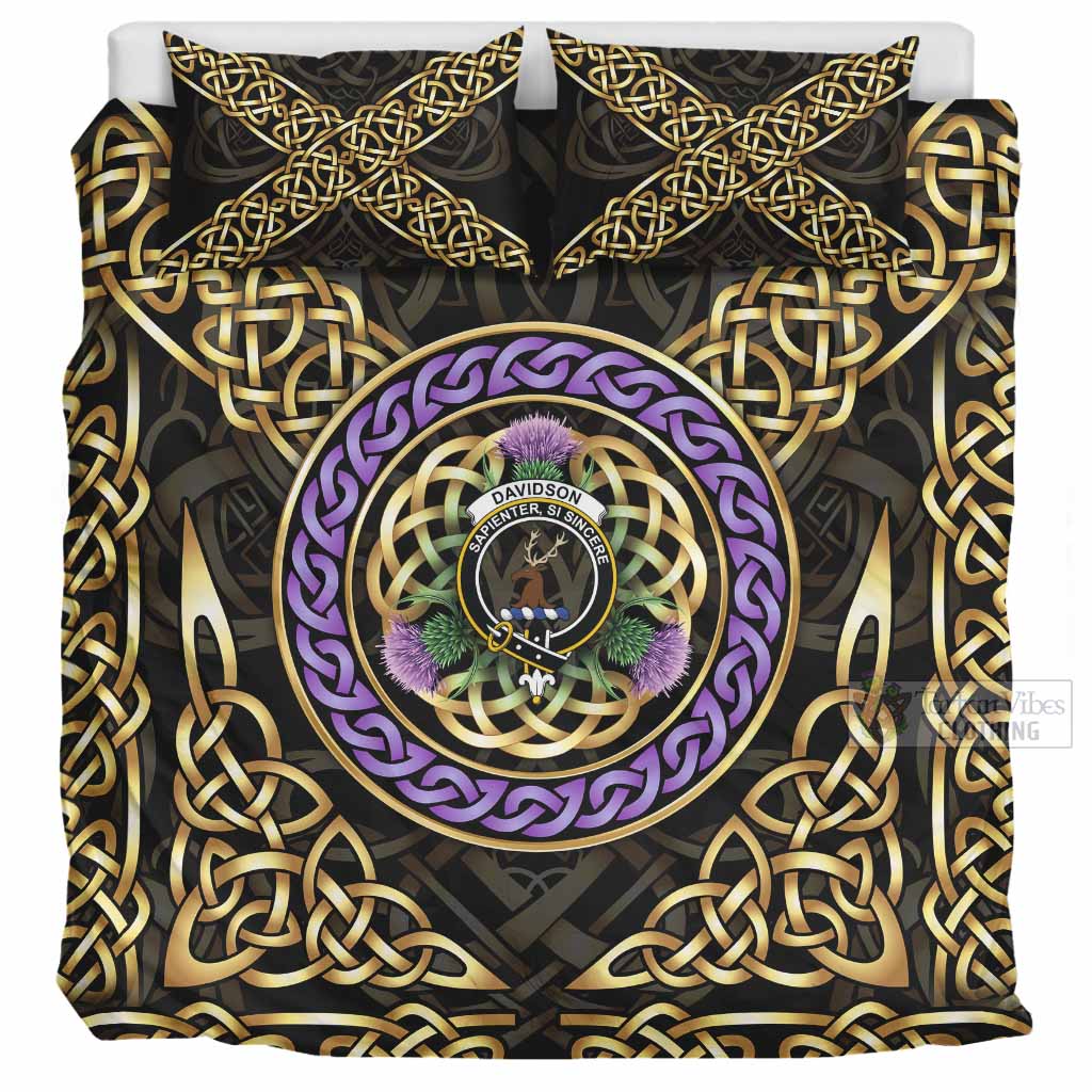 Davidson Clan Crest Bedding Set Celtic Scottish Thistle UK Bedding Set UK Super King 104*94 inch - Tartan Vibes Clothing