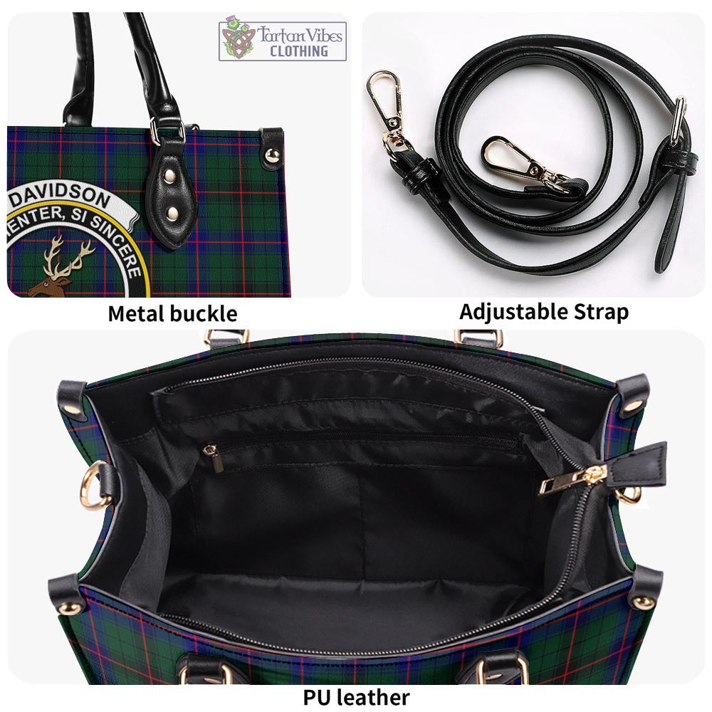 Tartan Vibes Clothing Davidson Modern Tartan Luxury Leather Handbags with Family Crest