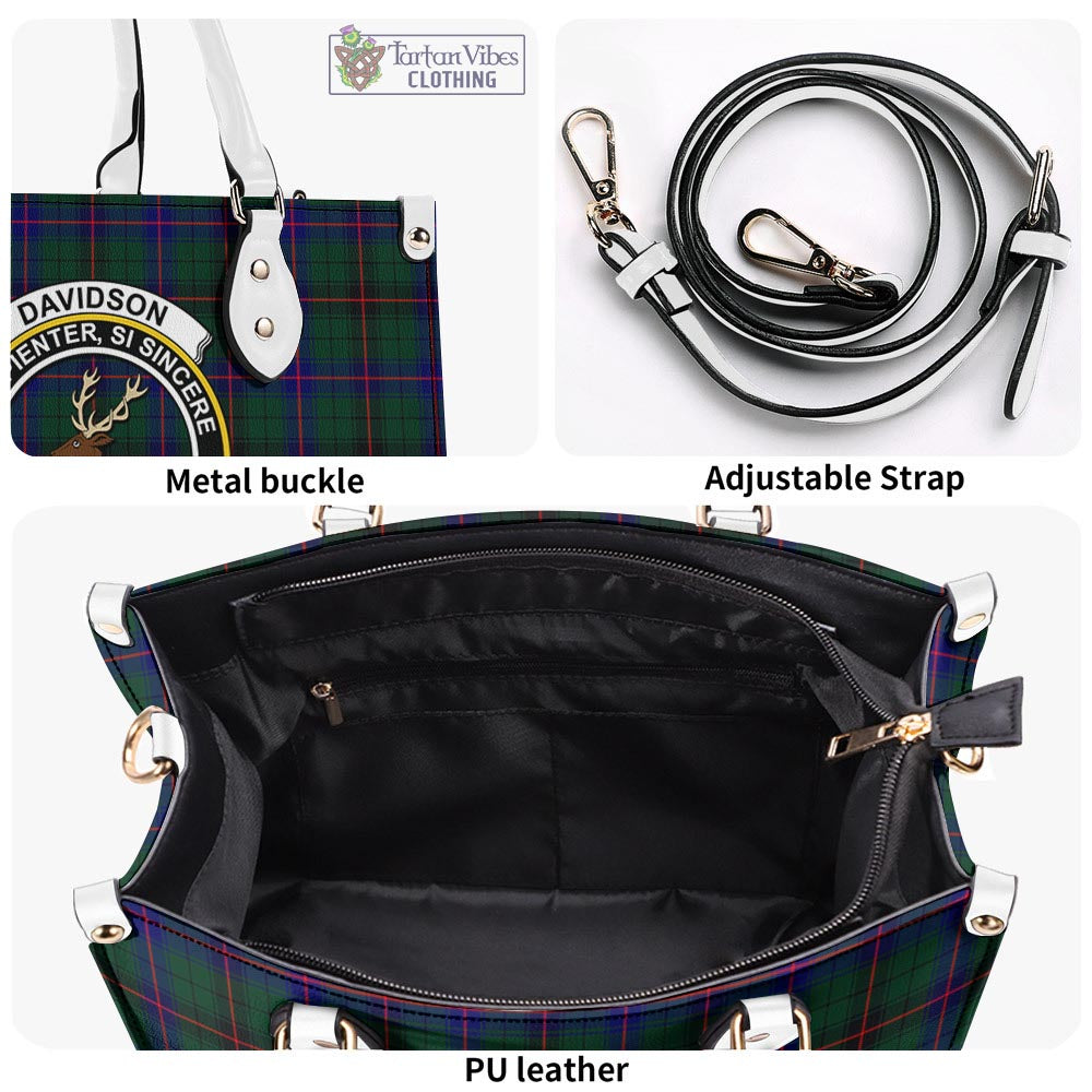 Tartan Vibes Clothing Davidson Modern Tartan Luxury Leather Handbags with Family Crest