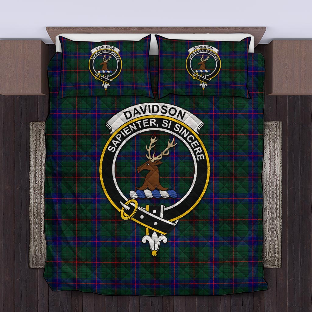 Davidson Modern Tartan Quilt Bed Set with Family Crest Twin - Tartan Vibes Clothing