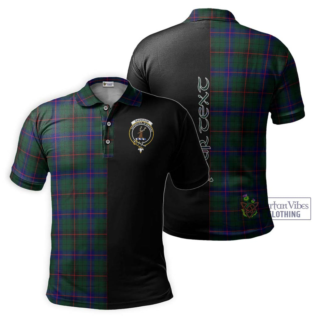 Davidson Modern Tartan Polo Shirt with Family Crest and Half Of Me Style Kid - Tartanvibesclothing Shop