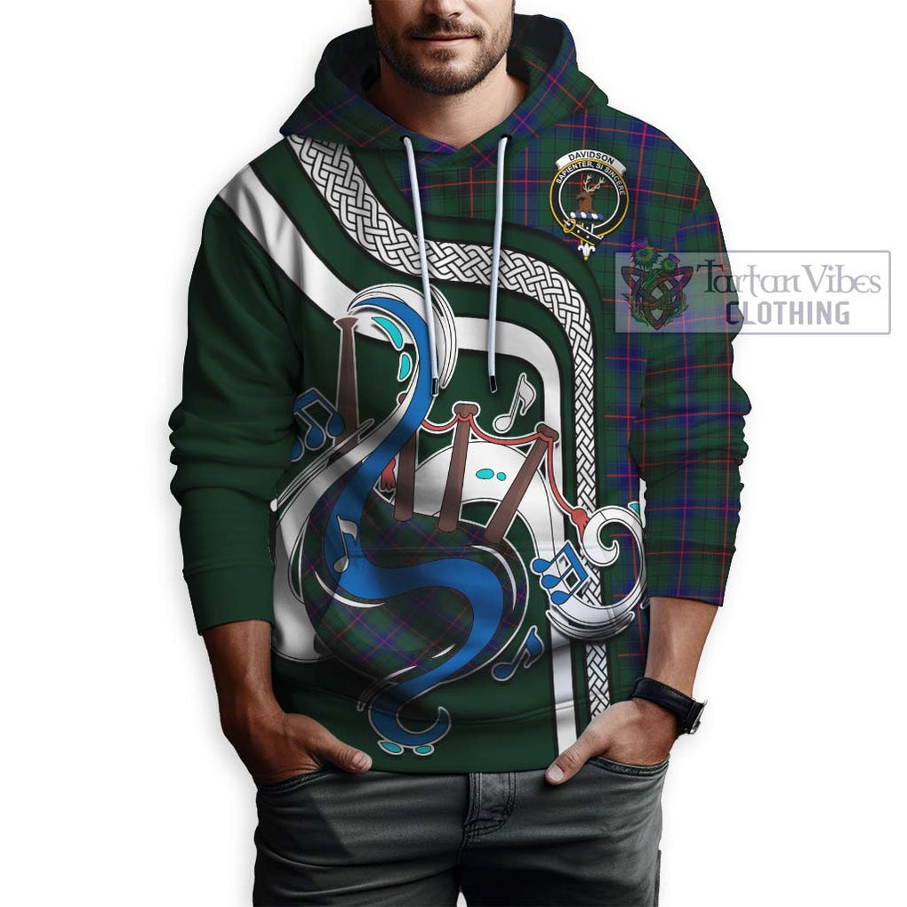 Davidson Modern Tartan Hoodie with Epic Bagpipe Style Zip Hoodie - Tartanvibesclothing Shop