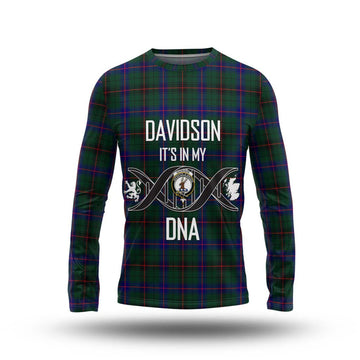 Davidson Modern Tartan Long Sleeve T-Shirt with Family Crest DNA In Me Style