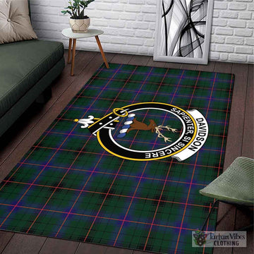 Davidson Modern Tartan Area Rug with Family Crest