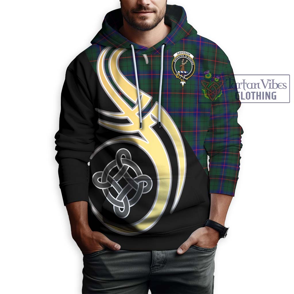 Davidson Modern Tartan Hoodie with Family Crest and Celtic Symbol Style Zip Hoodie - Tartan Vibes Clothing