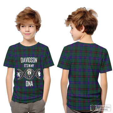 Davidson Modern Tartan Kid T-Shirt with Family Crest DNA In Me Style