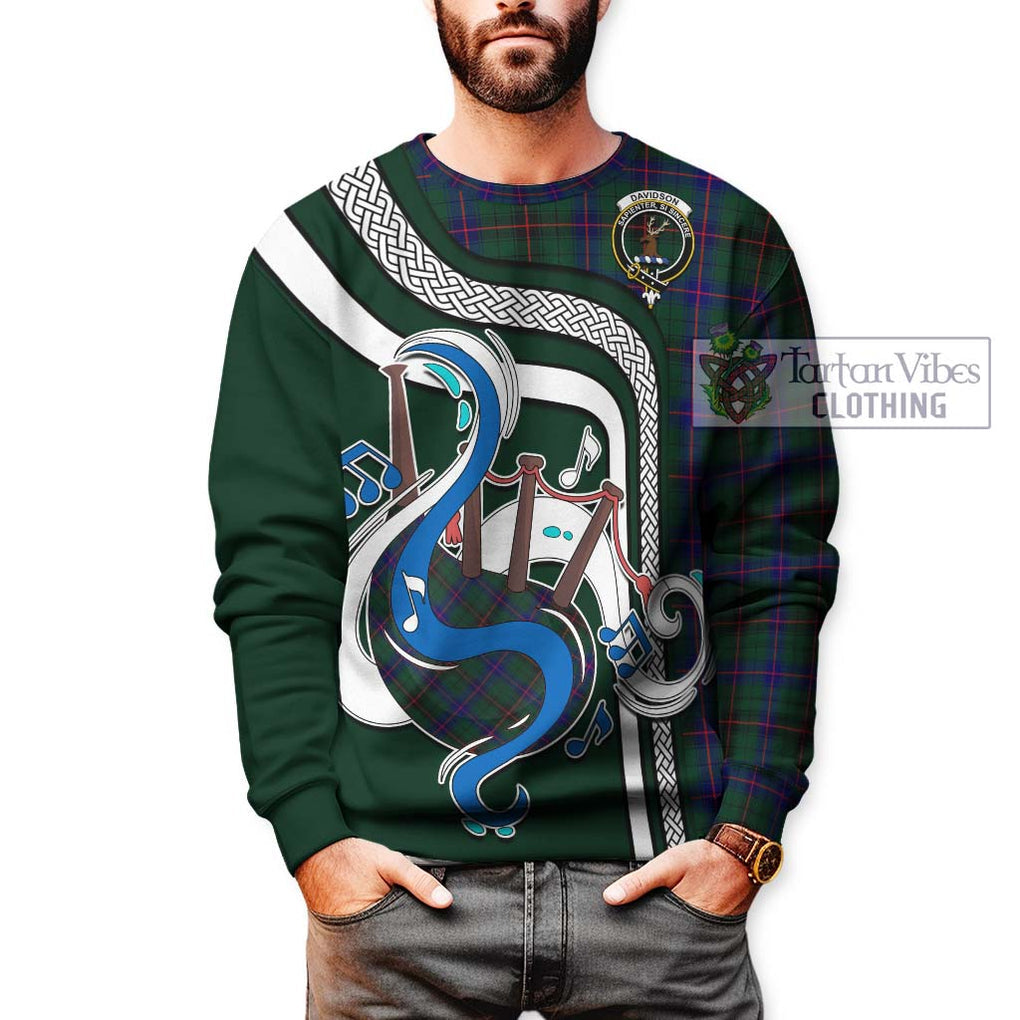 Davidson Modern Tartan Sweatshirt with Epic Bagpipe Style Unisex - Tartanvibesclothing Shop