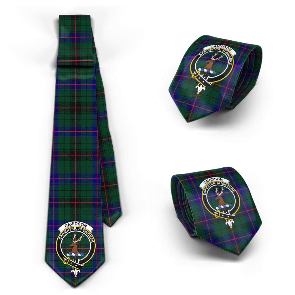 Davidson Modern Tartan Classic Necktie with Family Crest Necktie One Size - Tartan Vibes Clothing