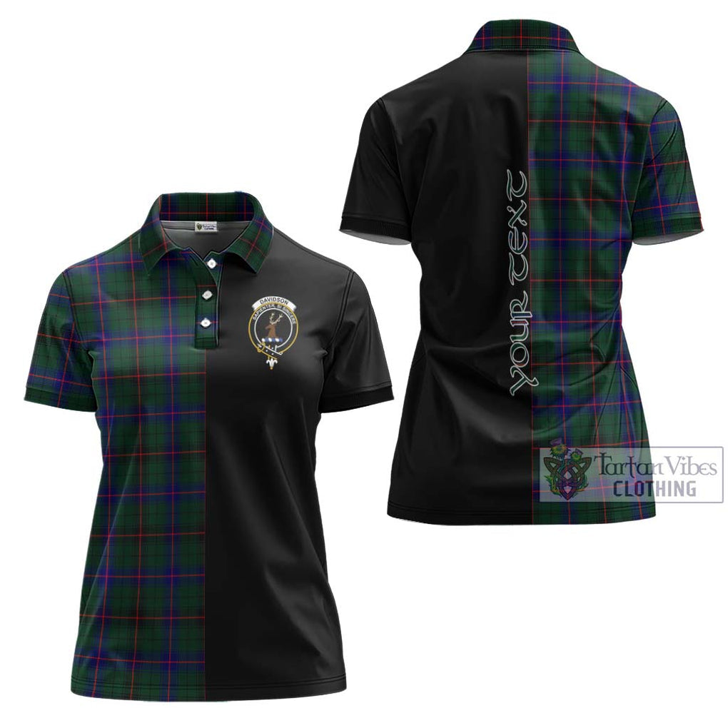 Davidson Modern Tartan Women's Polo Shirt with Family Crest and Half Of Me Style Women - Tartanvibesclothing Shop