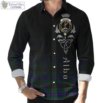 Davidson Modern Tartan Long Sleeve Button Up Featuring Alba Gu Brath Family Crest Celtic Inspired