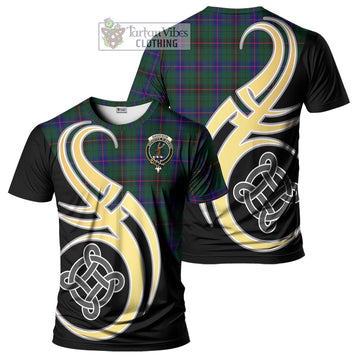 Davidson Modern Tartan T-Shirt with Family Crest and Celtic Symbol Style