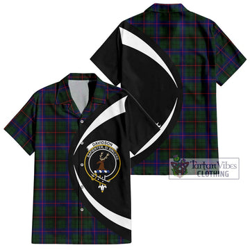 Davidson Modern Tartan Short Sleeve Button Up with Family Crest Circle Style