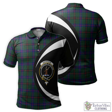 Davidson Modern Tartan Men's Polo Shirt with Family Crest Circle Style