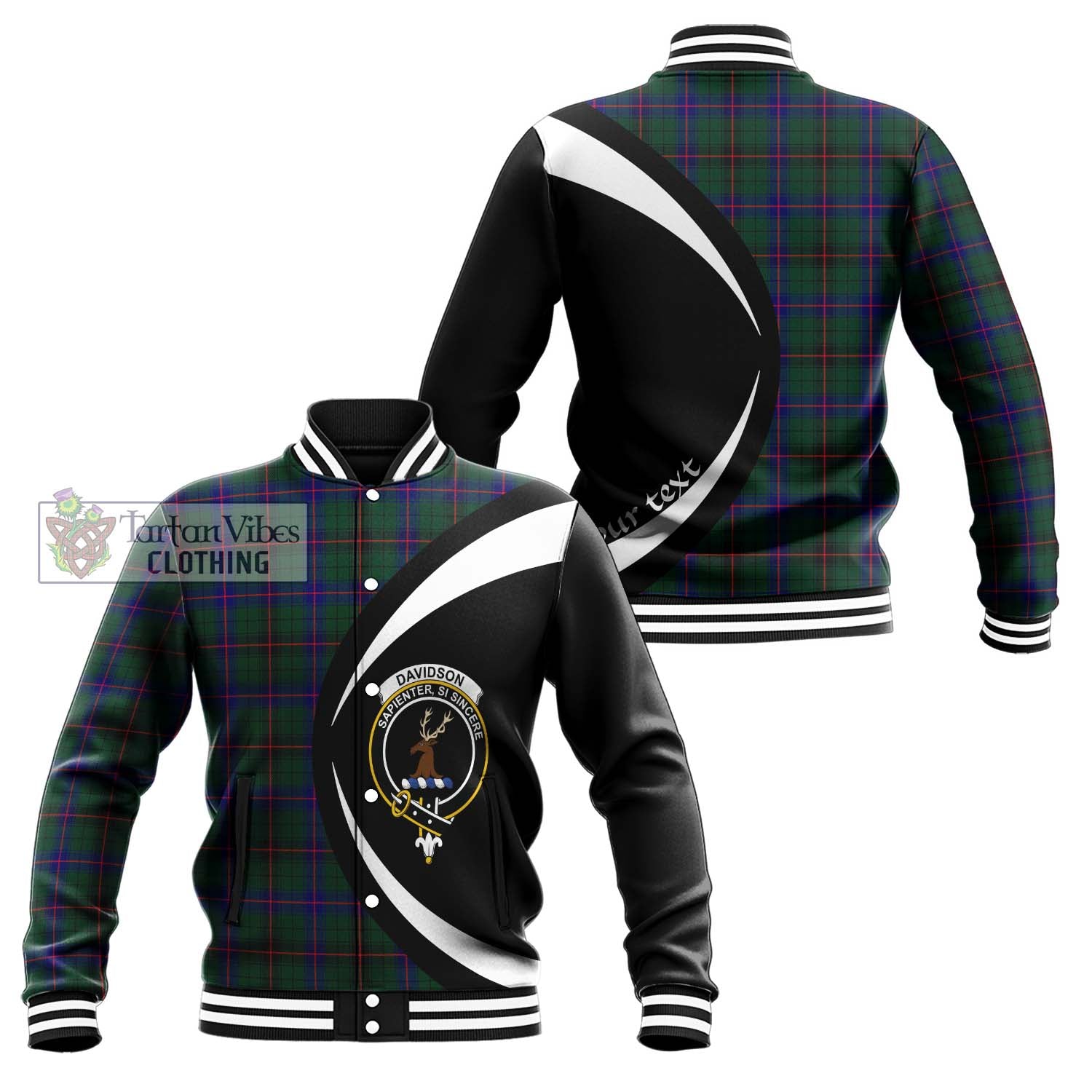 Davidson Modern Tartan Baseball Jacket with Family Crest Circle Style Unisex - Tartan Vibes Clothing