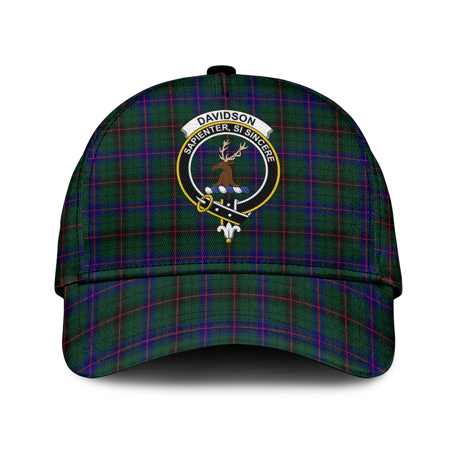 Davidson Modern Tartan Classic Cap with Family Crest Classic Cap Universal Fit - Tartan Vibes Clothing