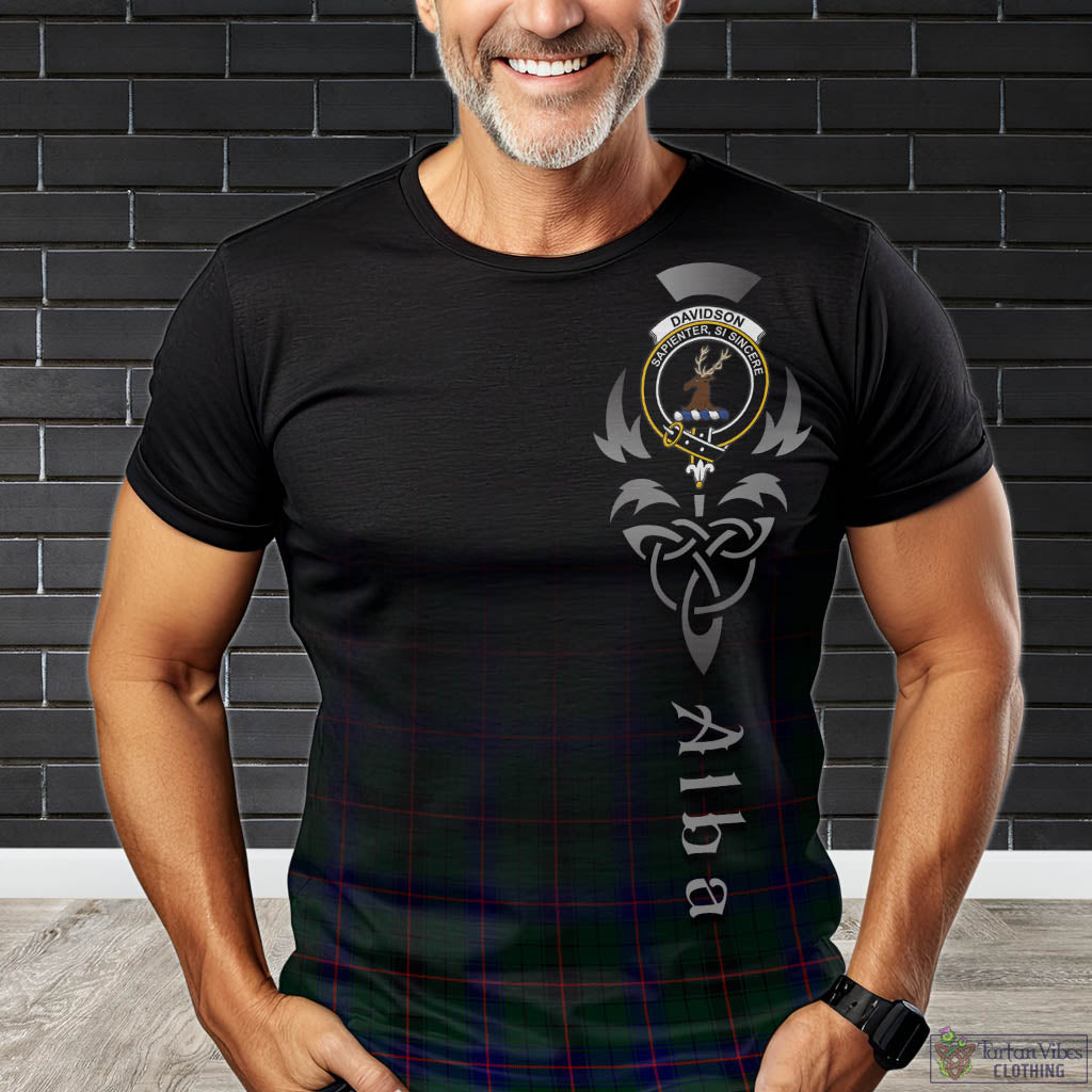 Tartan Vibes Clothing Davidson Modern Tartan T-Shirt Featuring Alba Gu Brath Family Crest Celtic Inspired