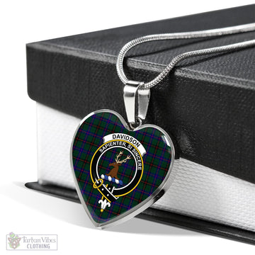 Davidson Modern Tartan Heart Necklace with Family Crest