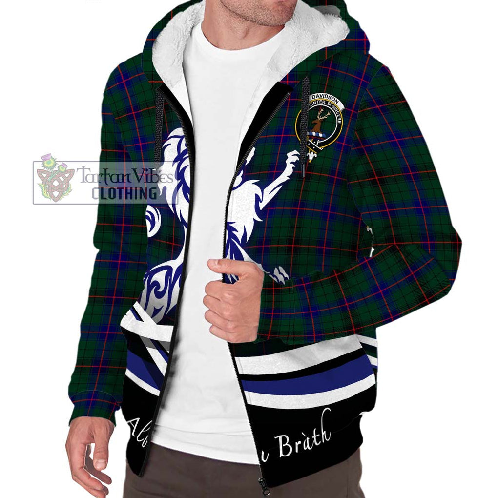 Davidson Modern Tartan Sherpa Hoodie with Alba Gu Brath Regal Lion Emblem Unisex S - Tartanvibesclothing Shop