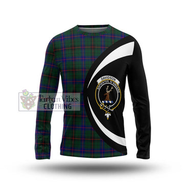 Davidson Modern Tartan Long Sleeve T-Shirt with Family Crest Circle Style