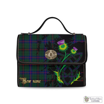 Davidson Modern Tartan Waterproof Canvas Bag with Scotland Map and Thistle Celtic Accents