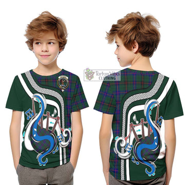 Davidson Modern Tartan Kid T-Shirt with Epic Bagpipe Style