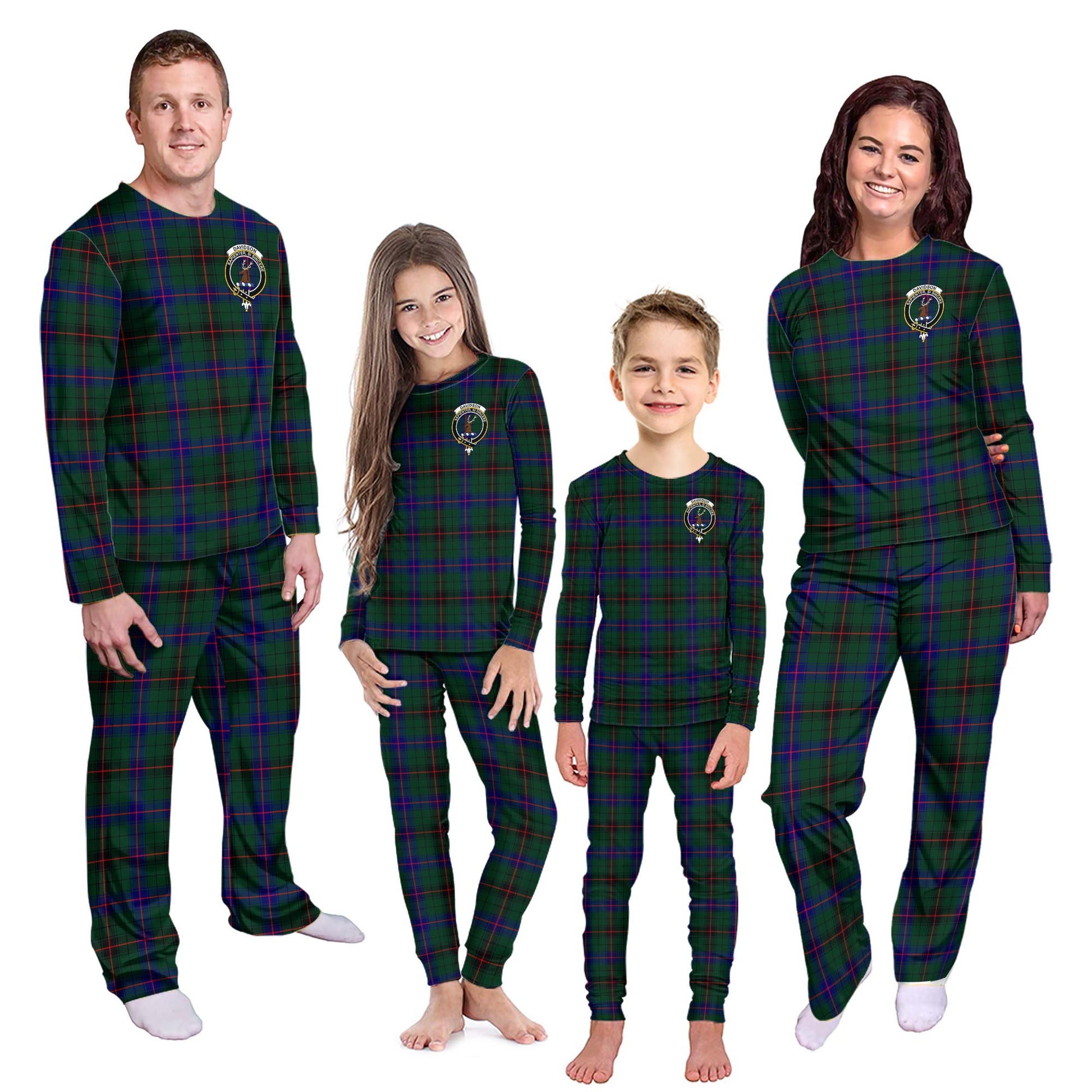 Davidson Modern Tartan Pajamas Family Set with Family Crest Kid - Tartan Vibes Clothing