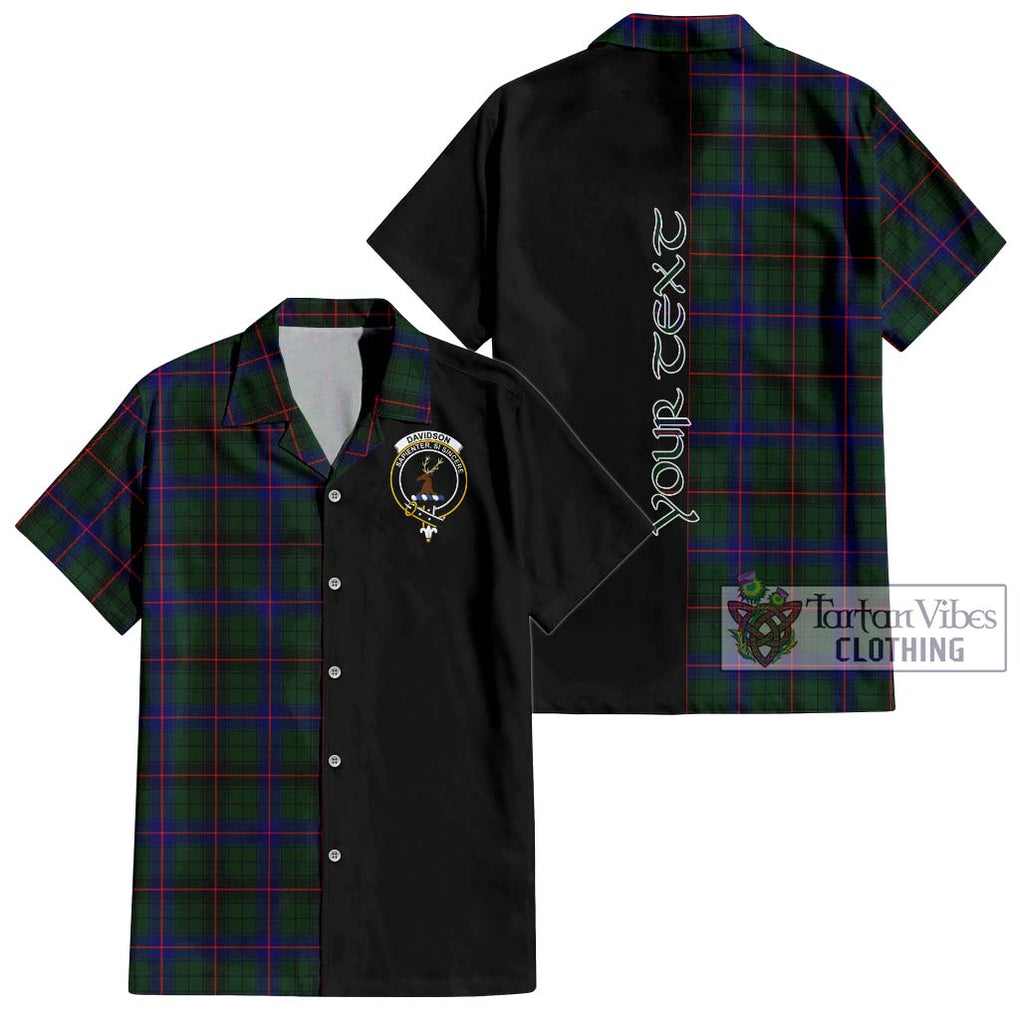 Davidson Modern Tartan Short Sleeve Button Shirt with Family Crest and Half Of Me Style Kid - Tartanvibesclothing Shop